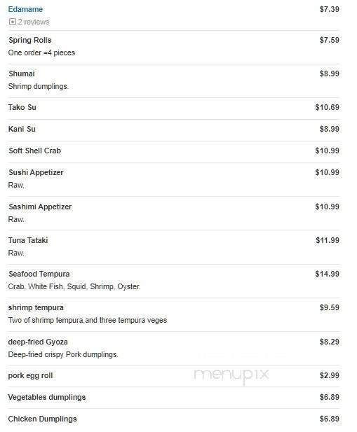 Sake Japanese House - Mebane, NC menu_pic