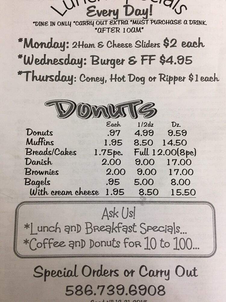 Shelby Donuts - Shelby Township, MI menu_pic