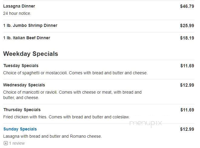 Franco's Pizza - Plainfield, IL menu_pic
