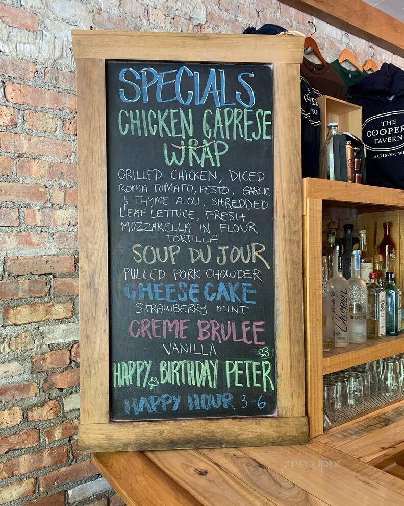 Cooper's Tavern - Madison, WI menu_pic