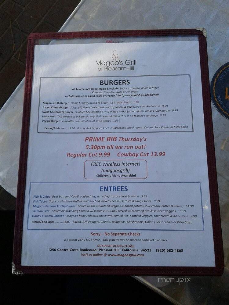 Magoo's Grill and Bar - Pleasant Hill, CA menu_pic