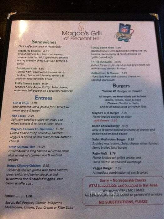 Magoo's Grill and Bar - Pleasant Hill, CA menu_pic