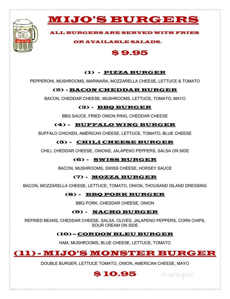 Mijo's Bar & Grill - Marathon, NY menu_pic