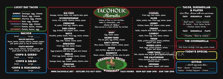 Wimberley Shamrock Tacos - Wimberley, TX menu_pic