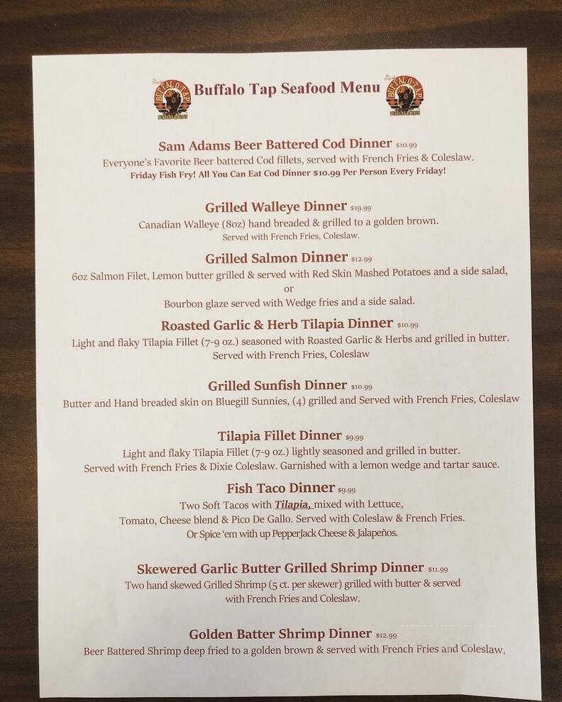 Buffalo Tap - Savage, MN menu_pic