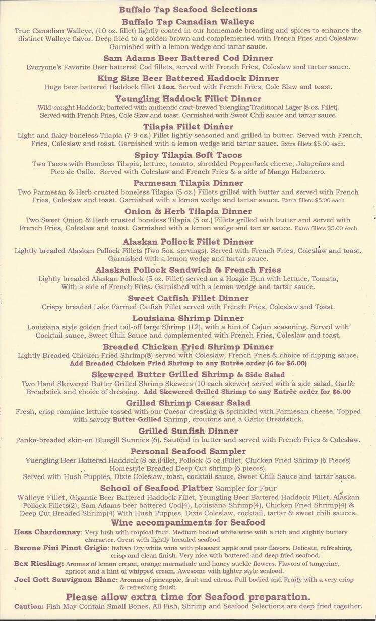 Buffalo Tap - Savage, MN menu_pic