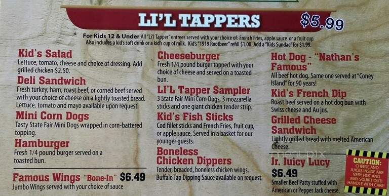 Buffalo Tap - Savage, MN menu_pic