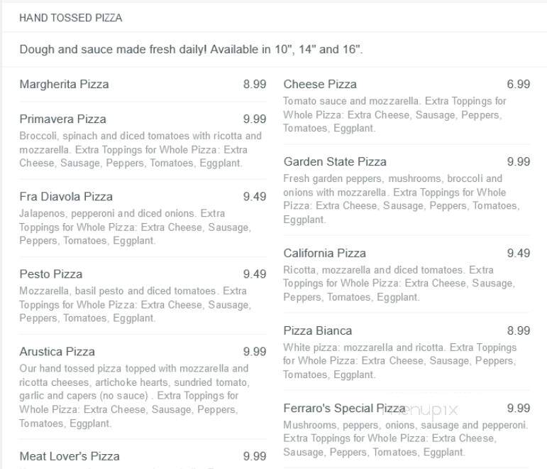 Ferraro's Pizza - Bradenton, FL menu_pic