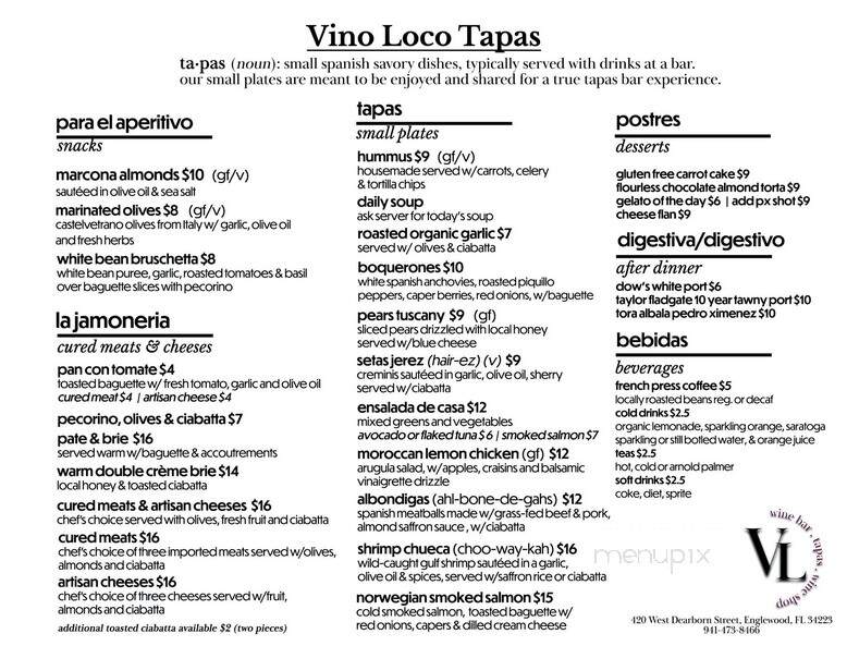 Vino Loco Wine & Tapas Bar - Englewood, FL menu_pic