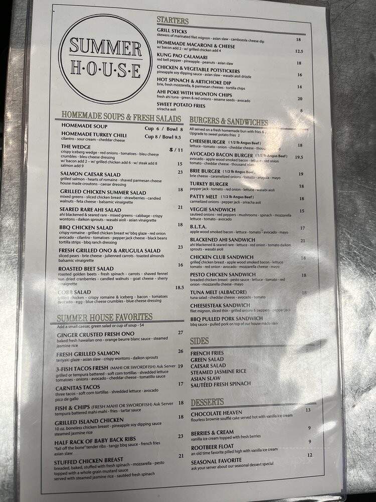 Summer House - Corona Del Mar, CA menu_pic