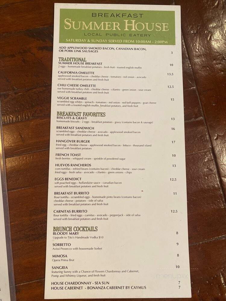 Summer House - Corona Del Mar, CA menu_pic