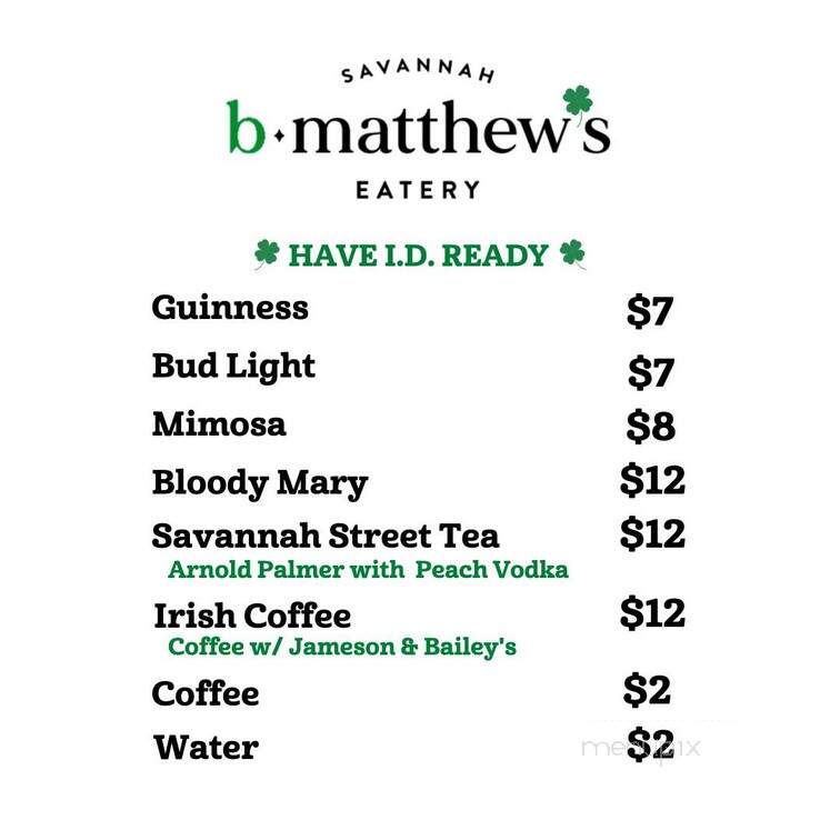 B. Matthew's Eatery - Savannah, GA menu_pic