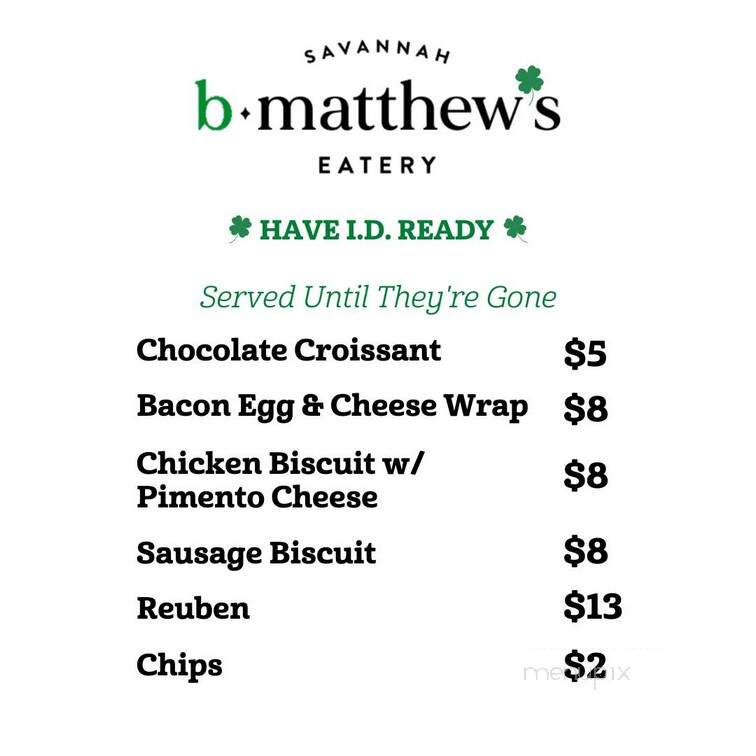 B. Matthew's Eatery - Savannah, GA menu_pic