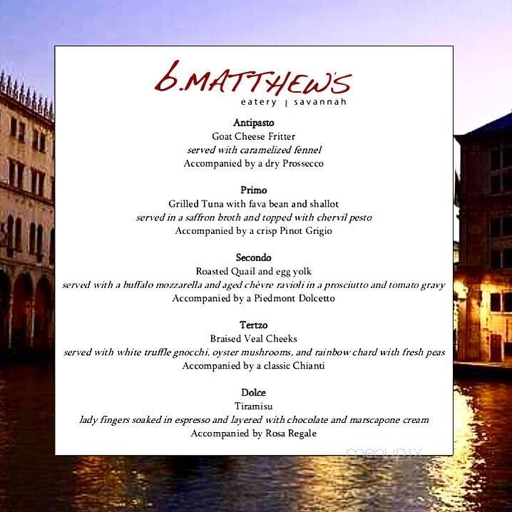 B. Matthew's Eatery - Savannah, GA menu_pic