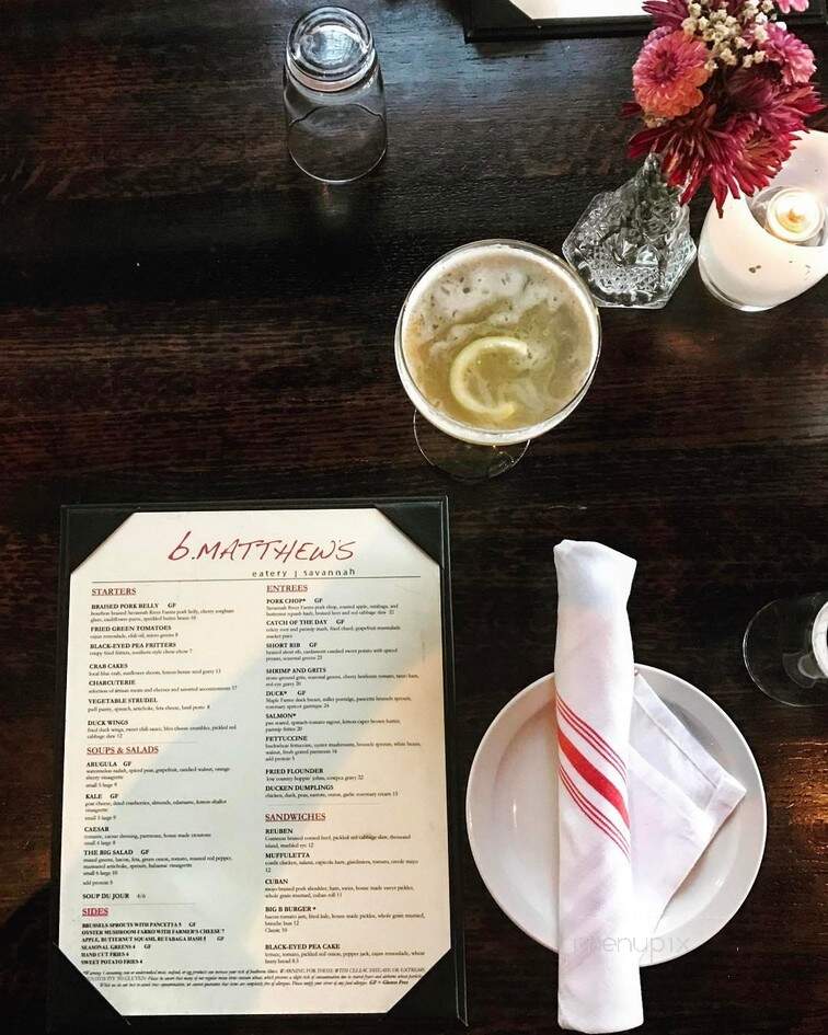 B. Matthew's Eatery - Savannah, GA menu_pic