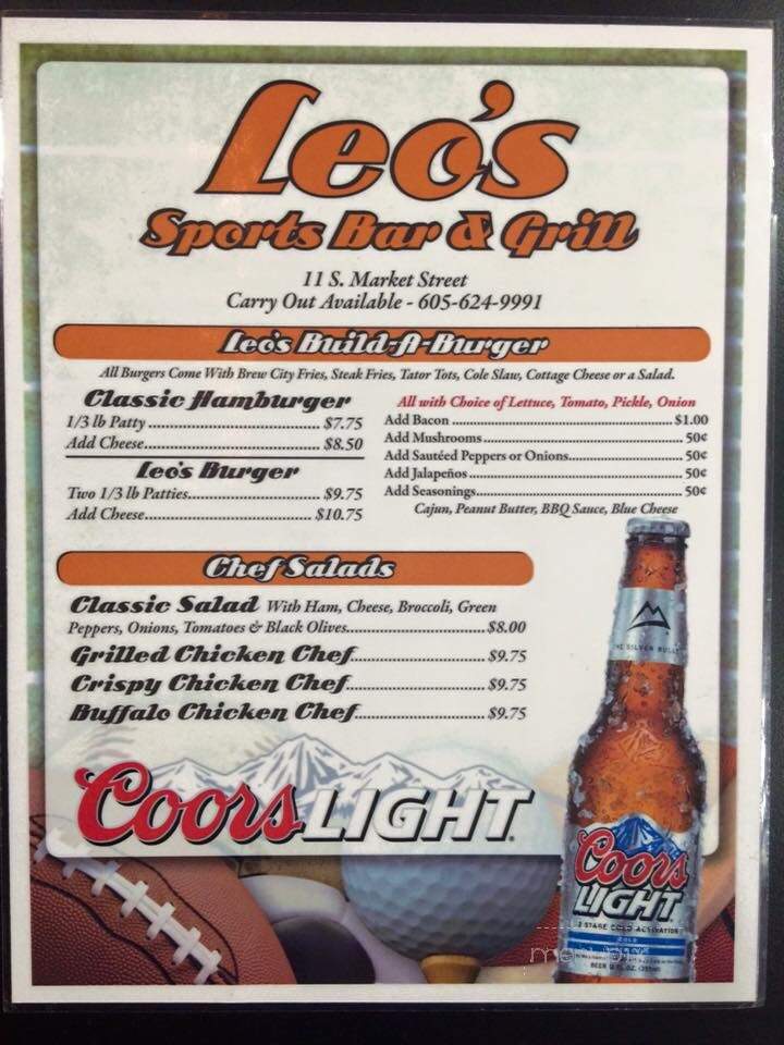 Leo's Lounge - Vermillion, SD menu_pic