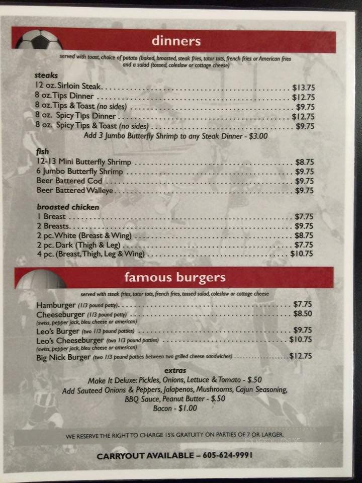 Leo's Lounge - Vermillion, SD menu_pic