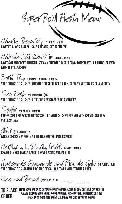 Rio Tomatlan - Canandaigua, NY menu_pic