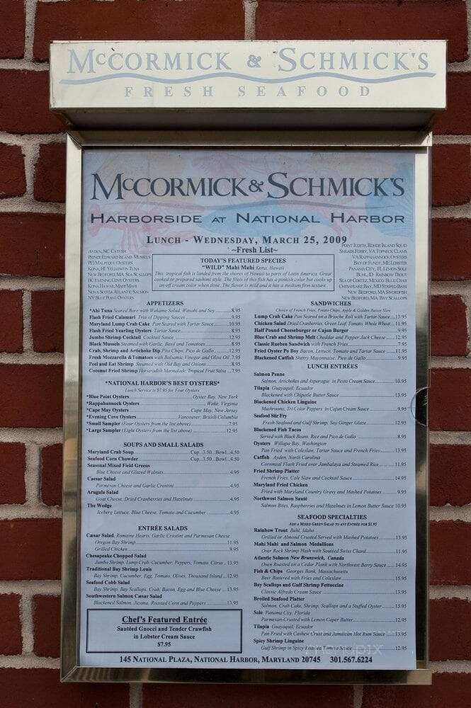 McCormick & Schmick's Harborside at National Harbor - Oxon Hill, MD menu_pic