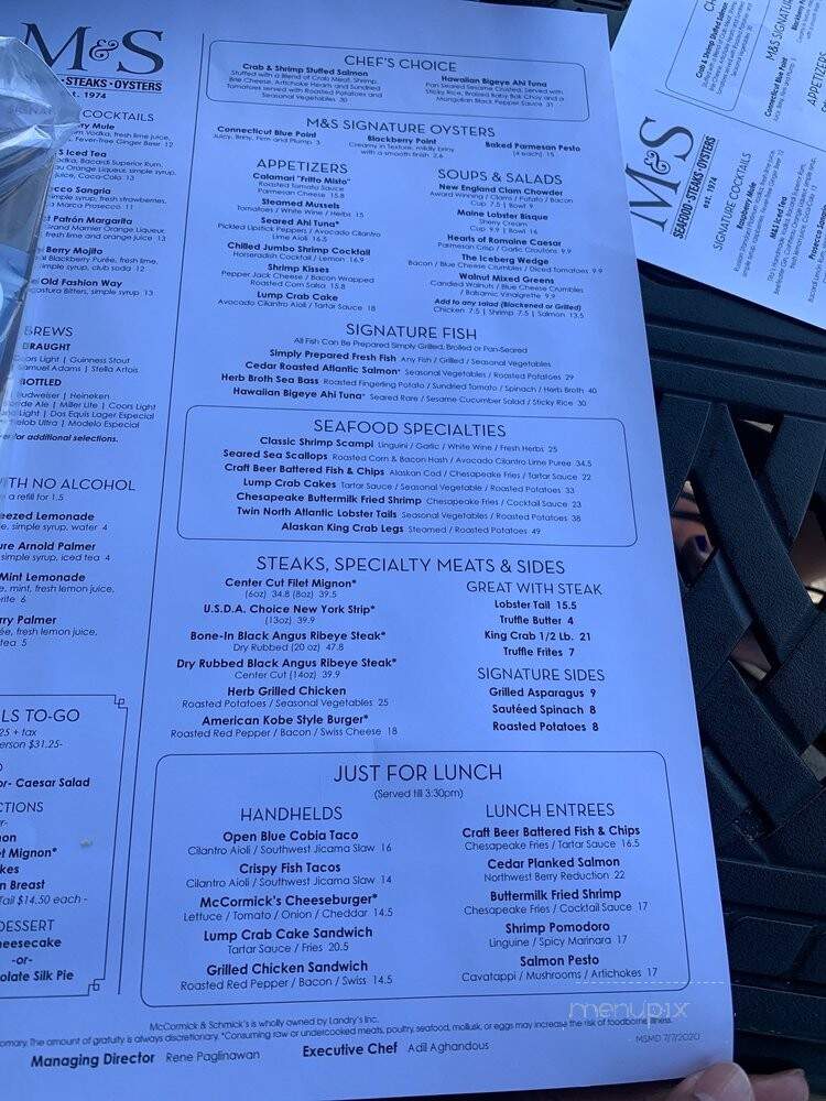 McCormick & Schmick's Harborside at National Harbor - Oxon Hill, MD menu_pic