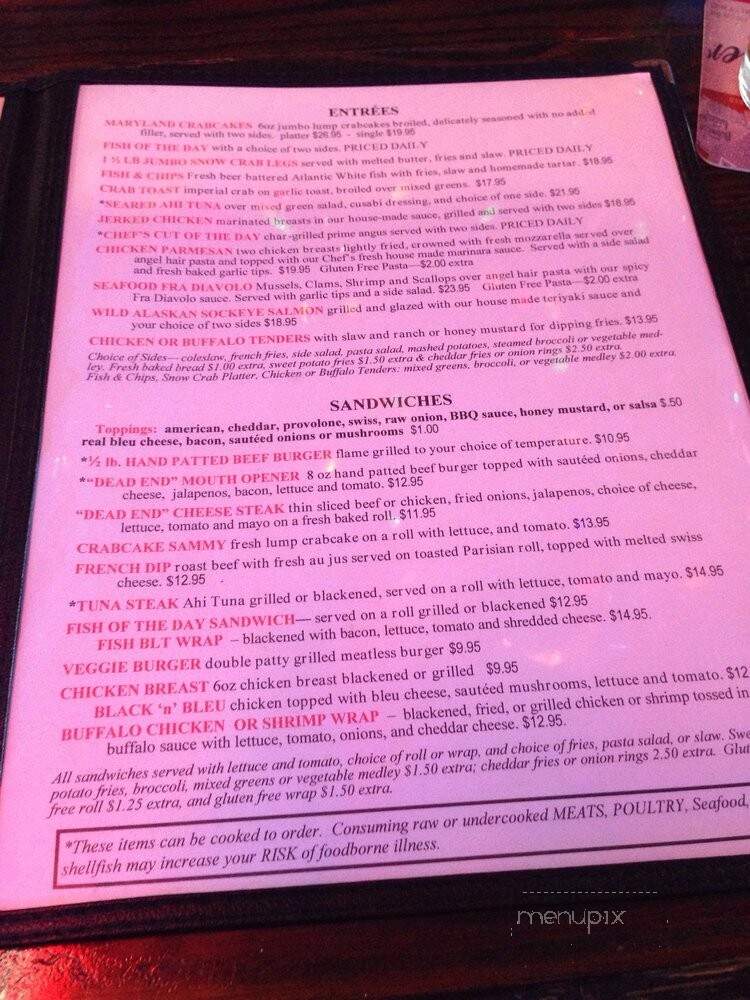 Dead End Saloon' - Southport, NC menu_pic