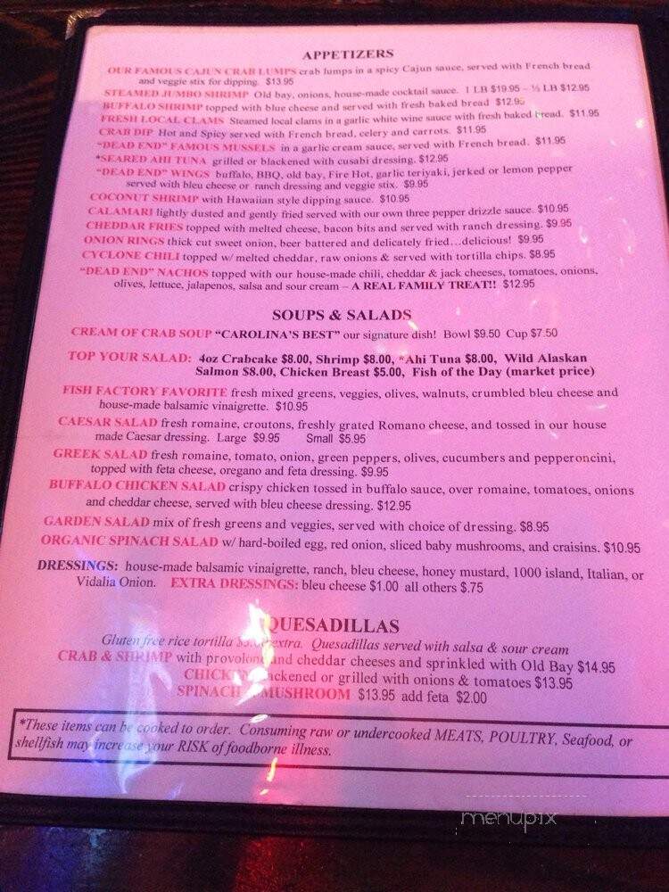 Dead End Saloon' - Southport, NC menu_pic