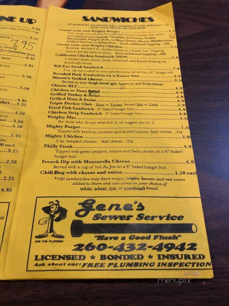 Wrigley Field Bar & Grill - Fort Wayne, IN menu_pic