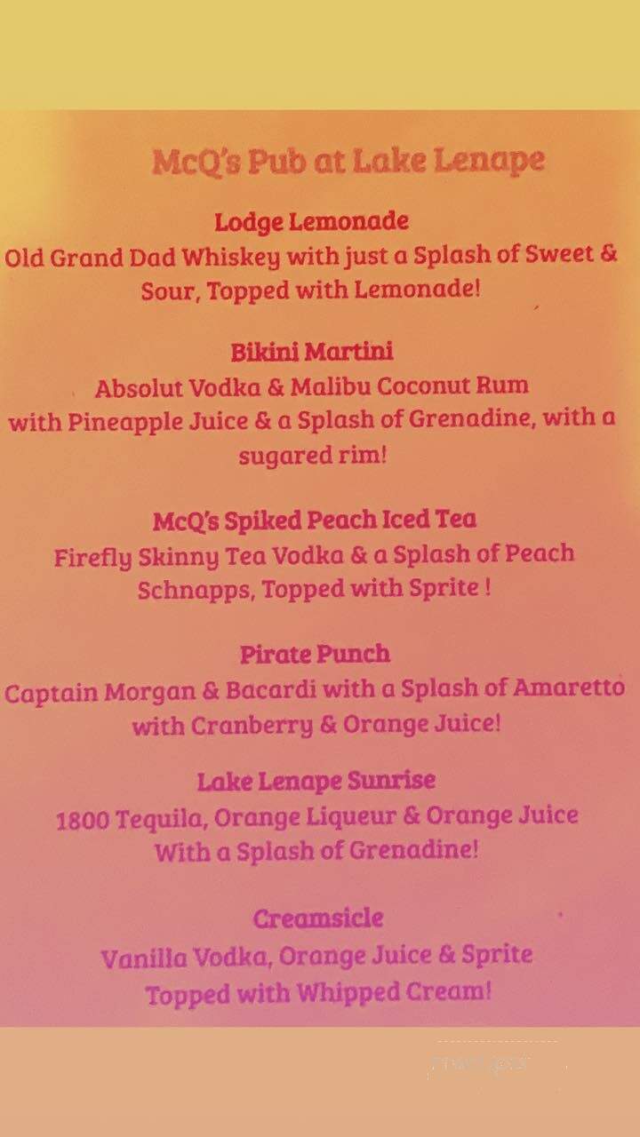 Lenape Lodge - Newton, NJ menu_pic