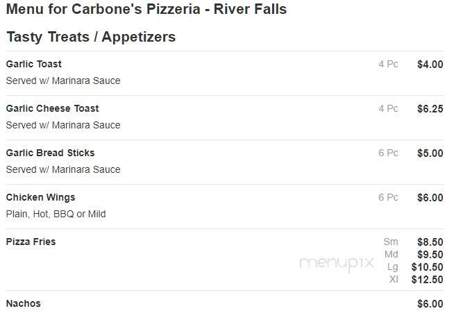 Carbone's Pizzeria - River Falls, WI menu_pic