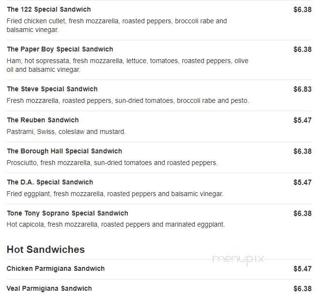 Montalbano's - Staten Island, NY menu_pic
