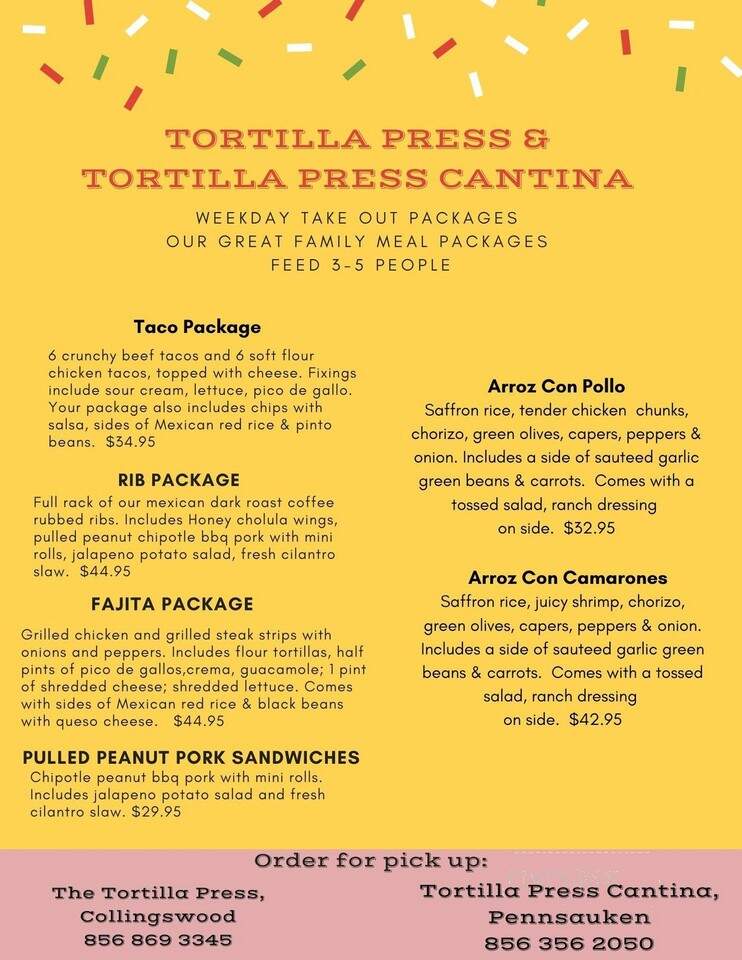 Tortilla Press Cantina - Pennsauken, NJ menu_pic