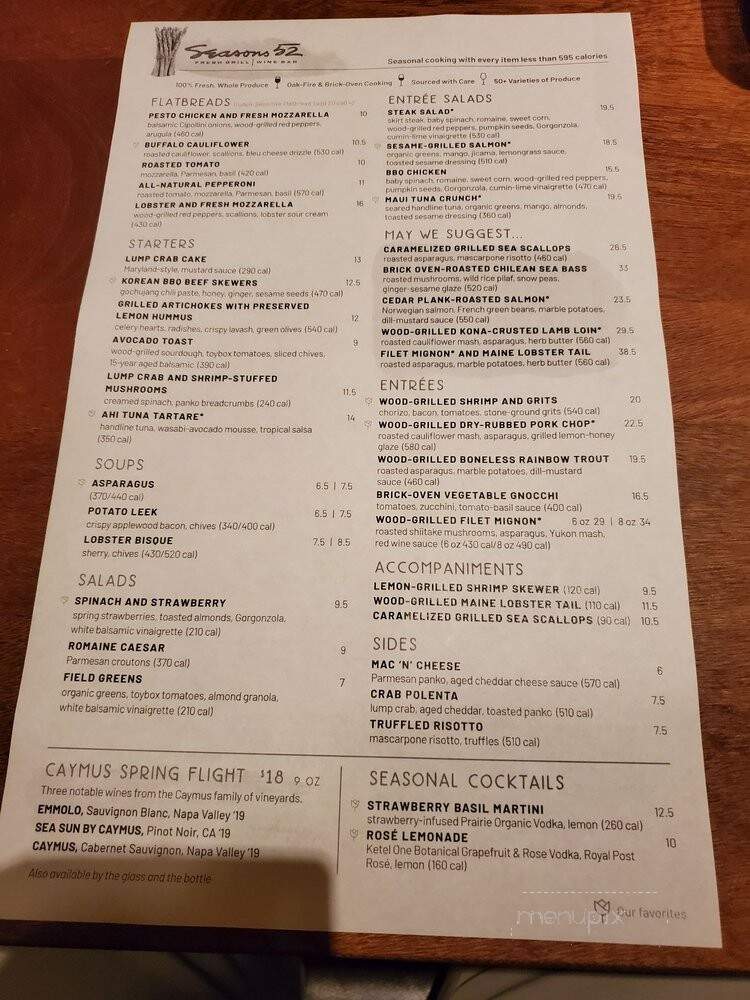 Seasons 52 - Plano, TX menu_pic