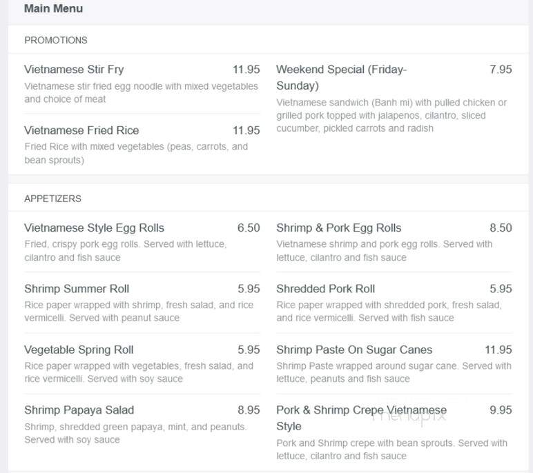 Pho 99 Vietnamese Restaurant - Franklin Park, NJ menu_pic