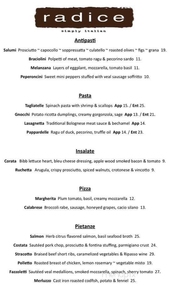 Radice - Blue Bell, PA menu_pic