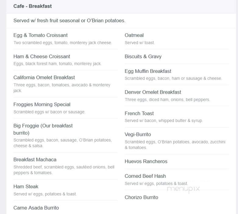 Blue Frog Bakery - Orange, CA menu_pic