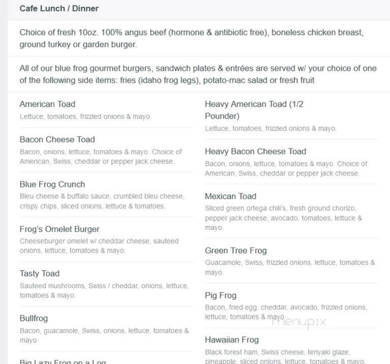 Blue Frog Bakery - Orange, CA menu_pic
