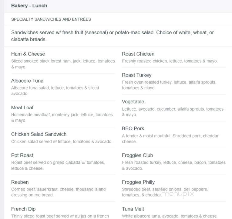 Blue Frog Bakery - Orange, CA menu_pic
