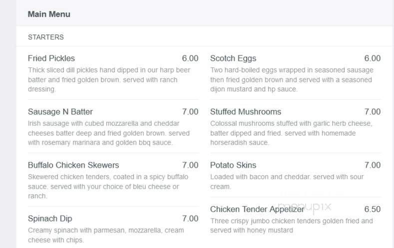 Dan McGuinness Irish Pub - Franklin, TN menu_pic