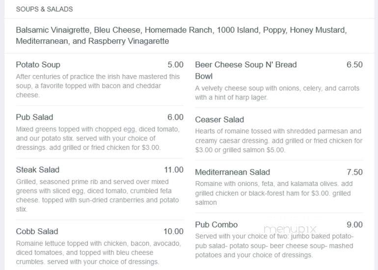 Dan McGuinness Irish Pub - Franklin, TN menu_pic