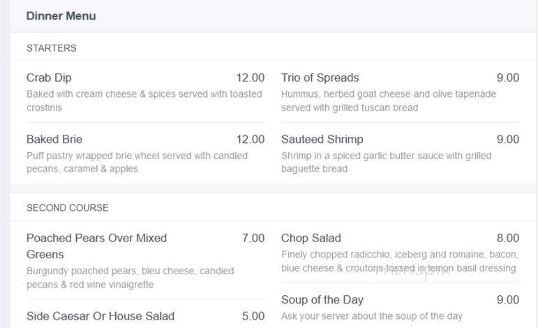Adrianna's Restaurant - Manteo, NC menu_pic