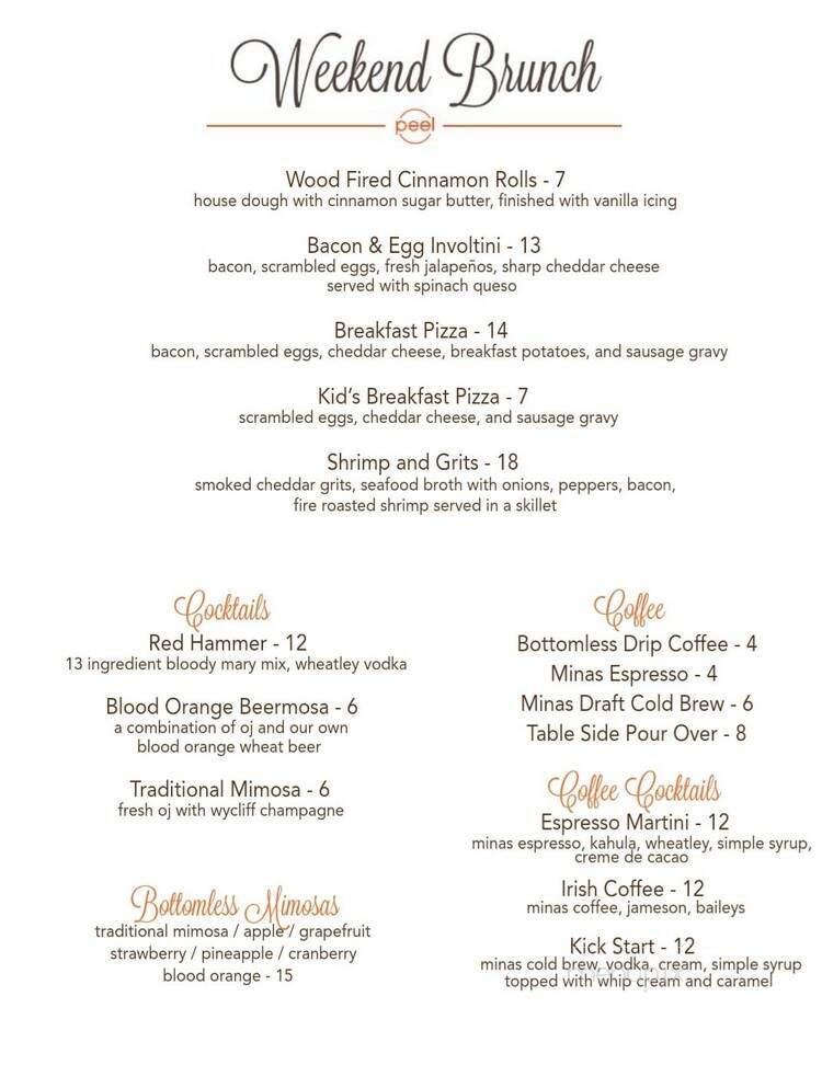 Peel Wood Fired Pizza - Edwardsville, IL menu_pic