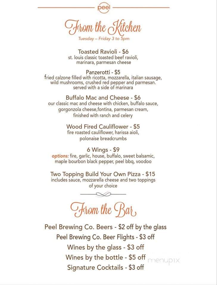 Peel Wood Fired Pizza - Edwardsville, IL menu_pic