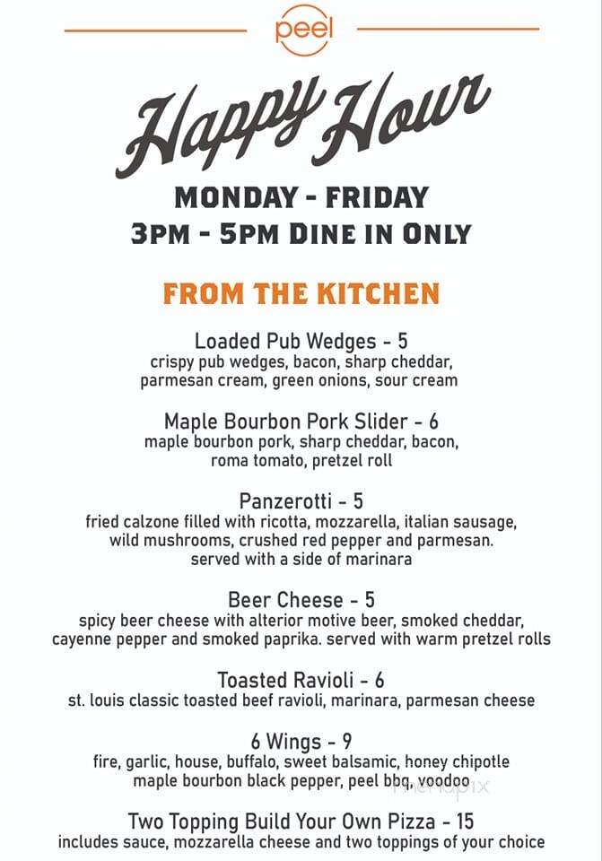 Peel Wood Fired Pizza - Edwardsville, IL menu_pic