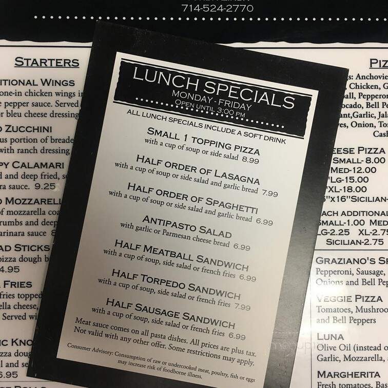 Graziano's - Yorba Linda, CA menu_pic