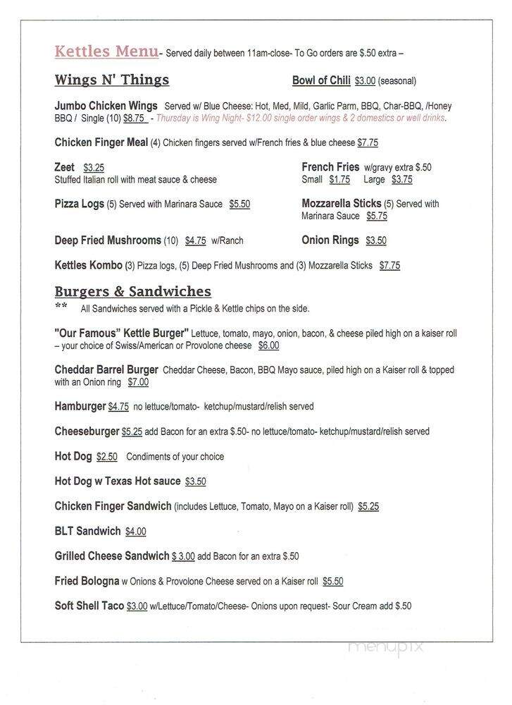 Kettles Korner - Orchard Park, NY menu_pic