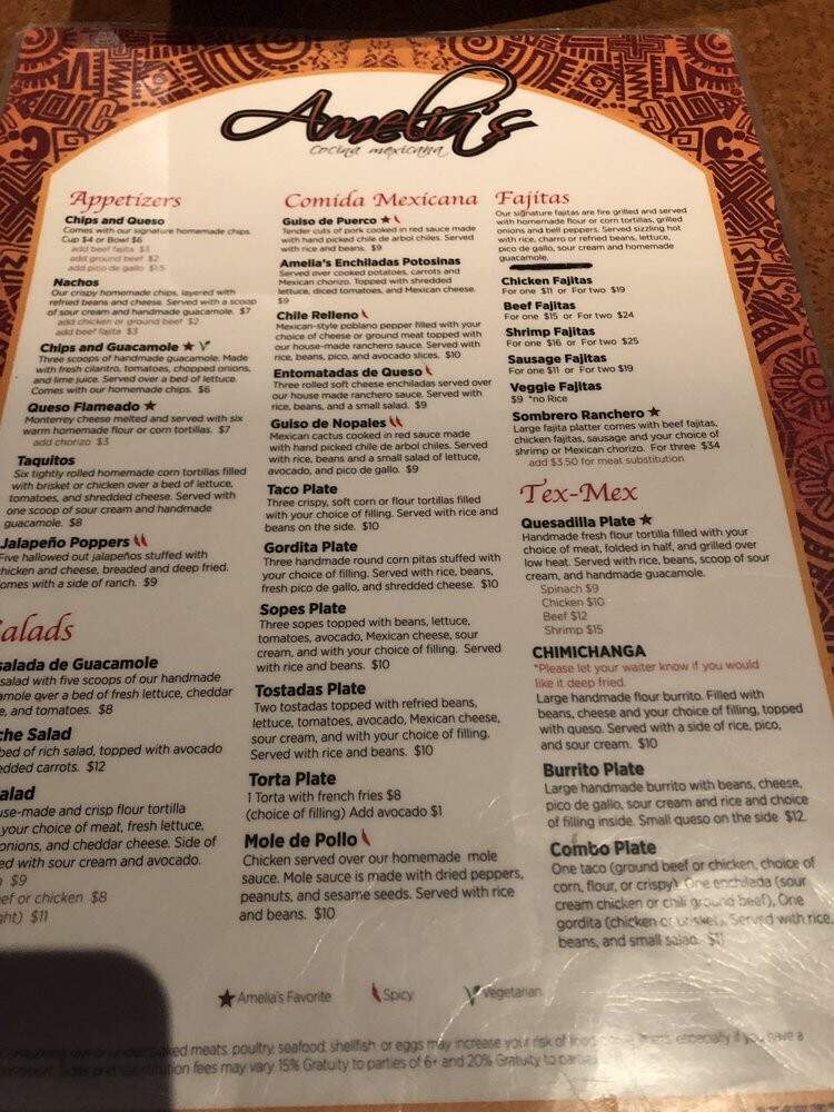 Amelias Cocina Mexicana - Rowlett, TX menu_pic