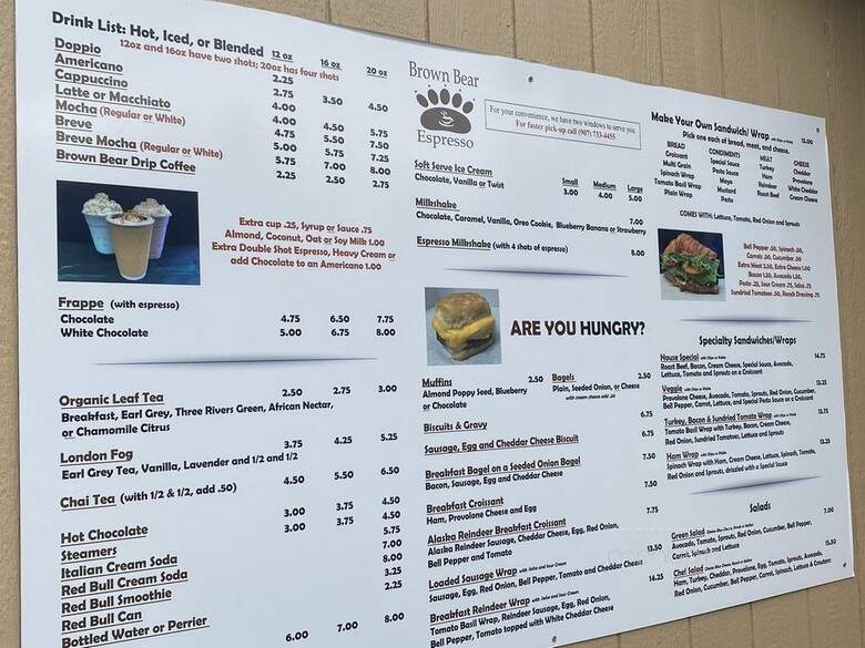 Brown Bear Espresso - Talkeetna, AK menu_pic