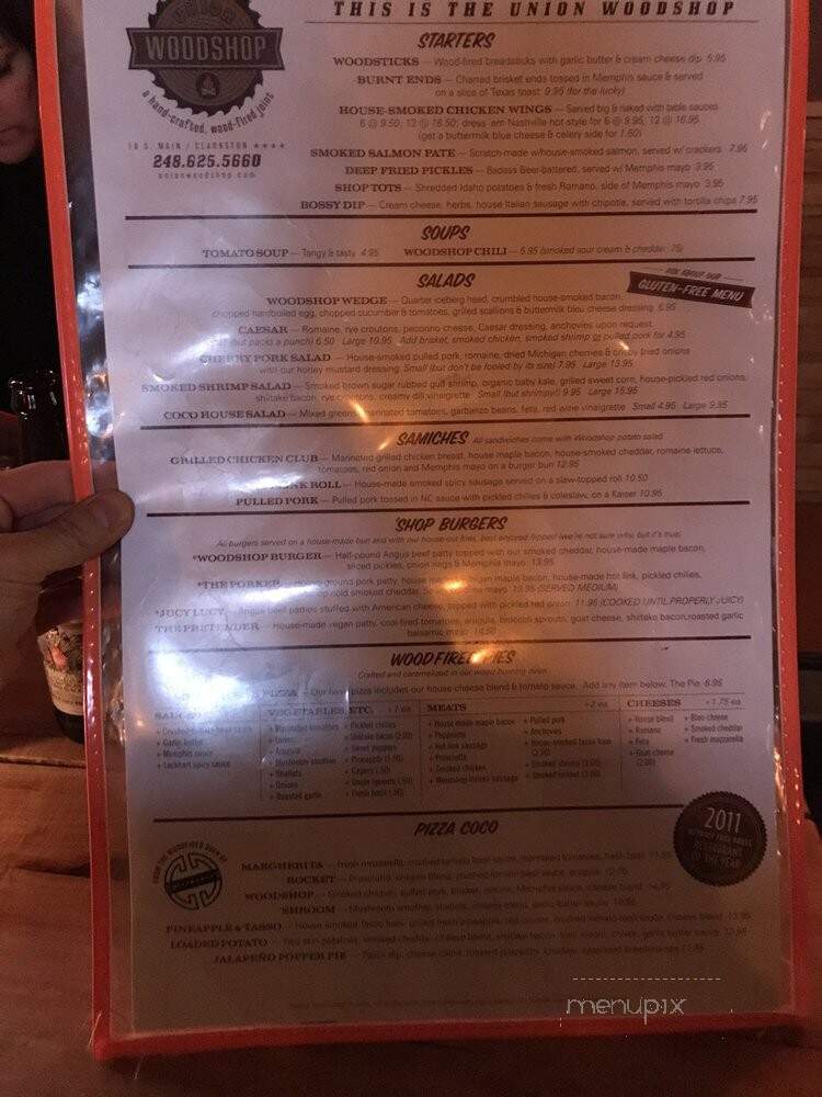 Union Woodshop - Clarkston, MI menu_pic