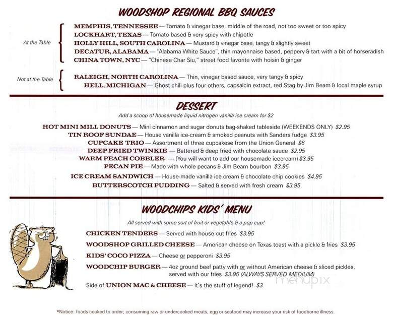 Union Woodshop - Clarkston, MI menu_pic