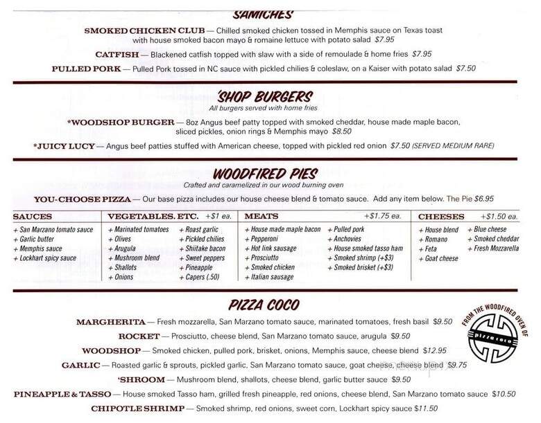 Union Woodshop - Clarkston, MI menu_pic